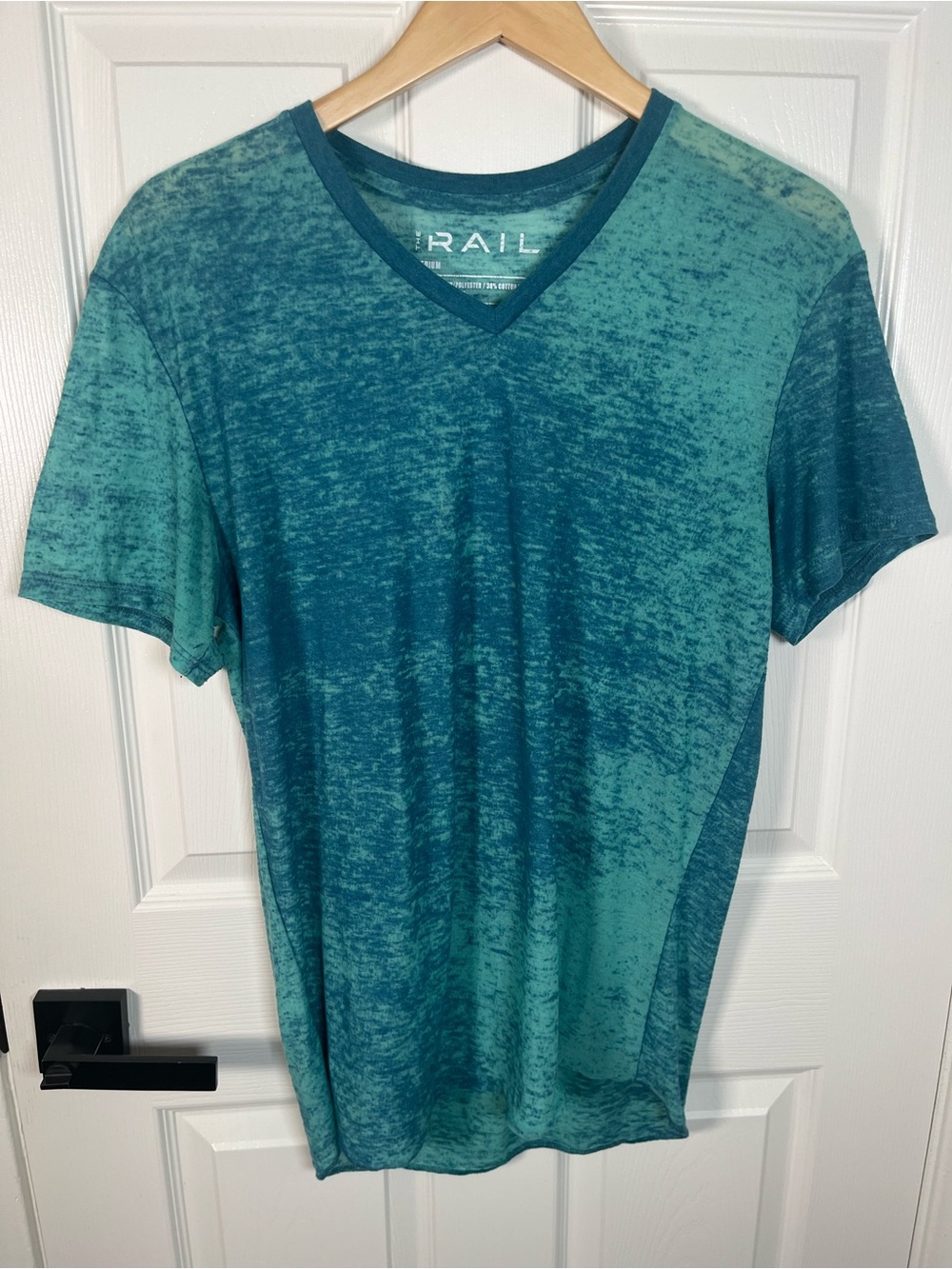The Rail Teal Heathered V-Neck Short Sleeve Shirt